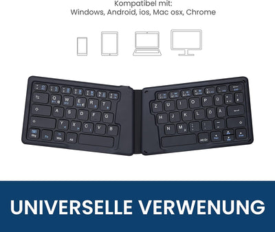 Perixx PERIBOARD-805 Ergo, Kabellose Faltbare ergonomische Tastatur, sehr dünnes Design zum Mitnehme