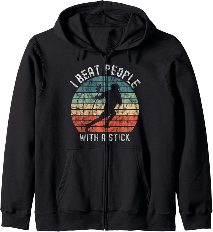 I Beat People With A Stick Distressed Lacrosse Player Kapuzenjacke