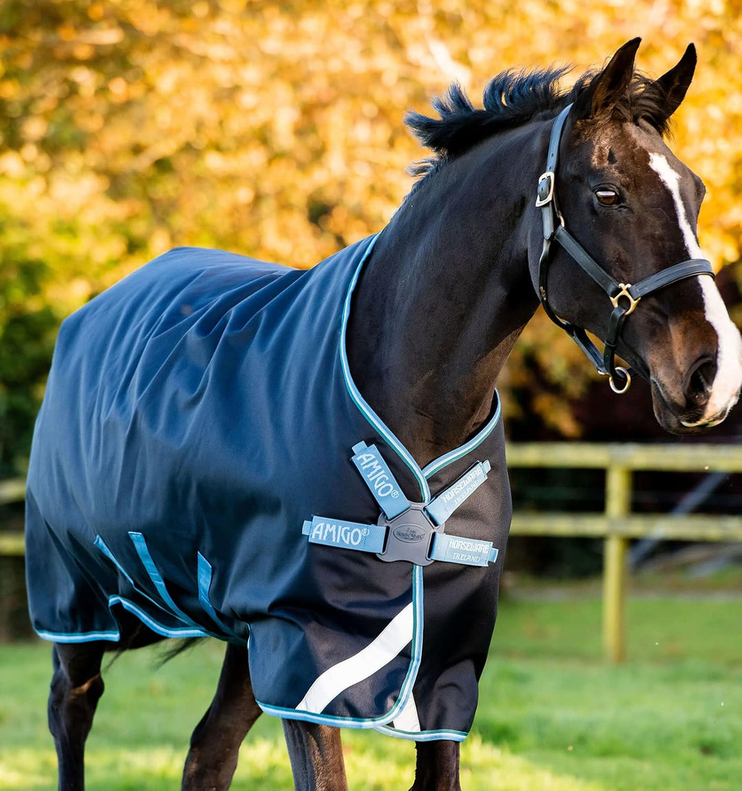 Horseware Amigo Bravo Turnout 12 Original lite 100 g Disc Navy/Turquoise Gr. wählbar 115 cm / 5`6, 1