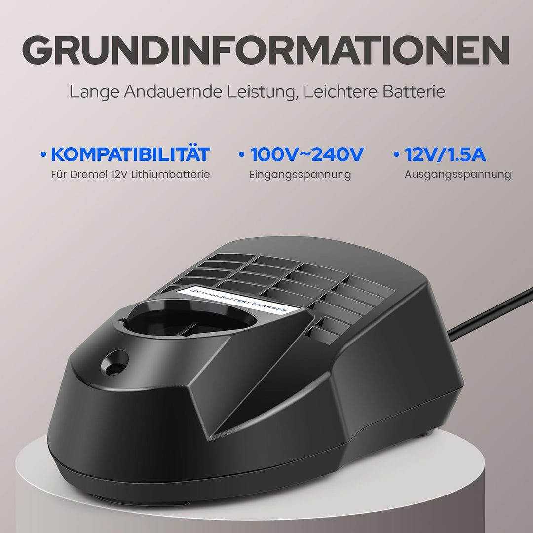ASUNCELL 12V 1.5A Ladegerät kompatibel mit Dremel 8200, 8220, 8300 Werkzeug Akkus B812-01 B812-02 B8