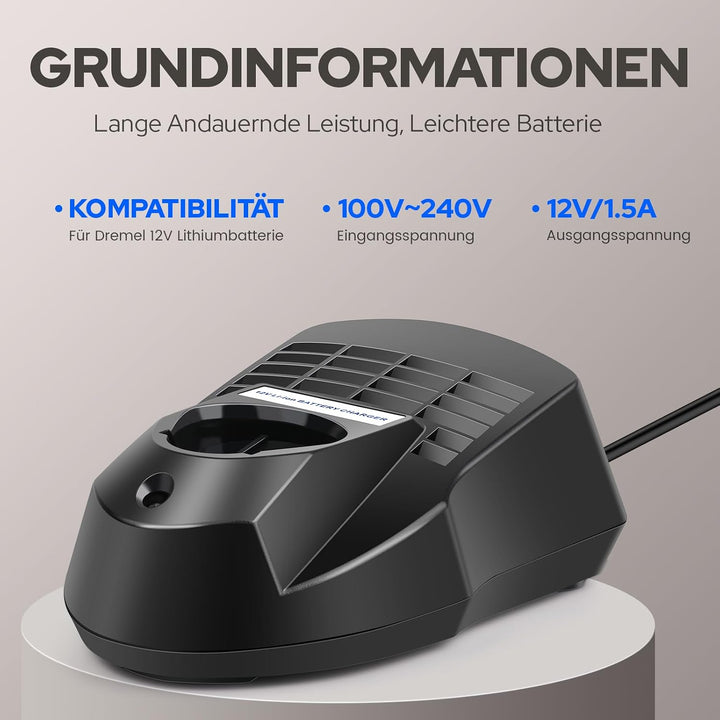 ASUNCELL 12V 1.5A Ladegerät kompatibel mit Dremel 8200, 8220, 8300 Werkzeug Akkus B812-01 B812-02 B8
