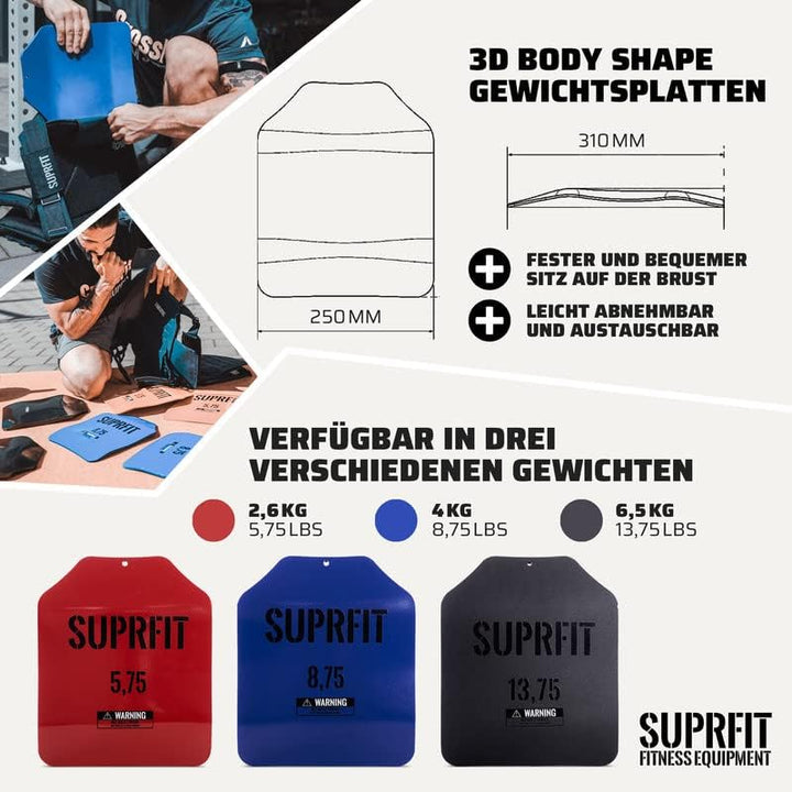 SUPRFIT - Sigurd 3D Gewichtsweste für Calisthenics, Krafttraining &amp; Crossfit - Verstellbare Weight V