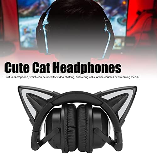 Cat Ear Bluetooth Headset, Bluetrumv5.0 Kabelloser Gaming-Kopfhörer mit Mikrofon und Buntem LED-Lich