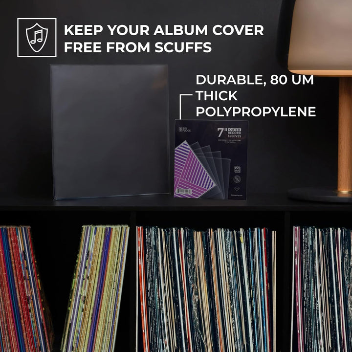 BIG FUDGE Schallplatten Aussenhüllen - 7" x 100 STK. - LP Hüllen transparent aus 3mil starken Polypr