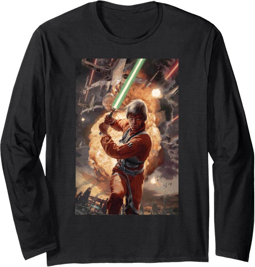 Star Wars Luke Skywalker Lightsaber Explosion Poster Langarmshirt