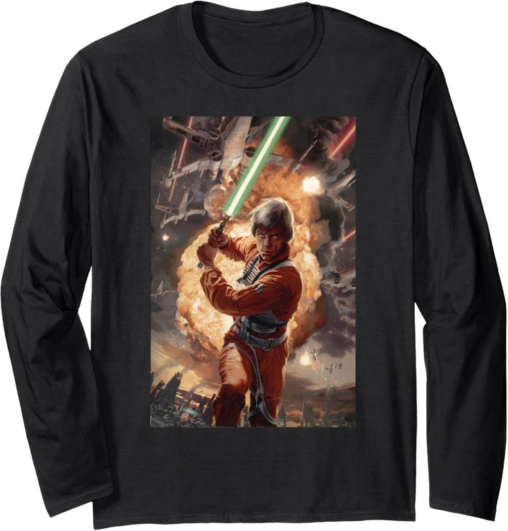 Star Wars Luke Skywalker Lightsaber Explosion Poster Langarmshirt