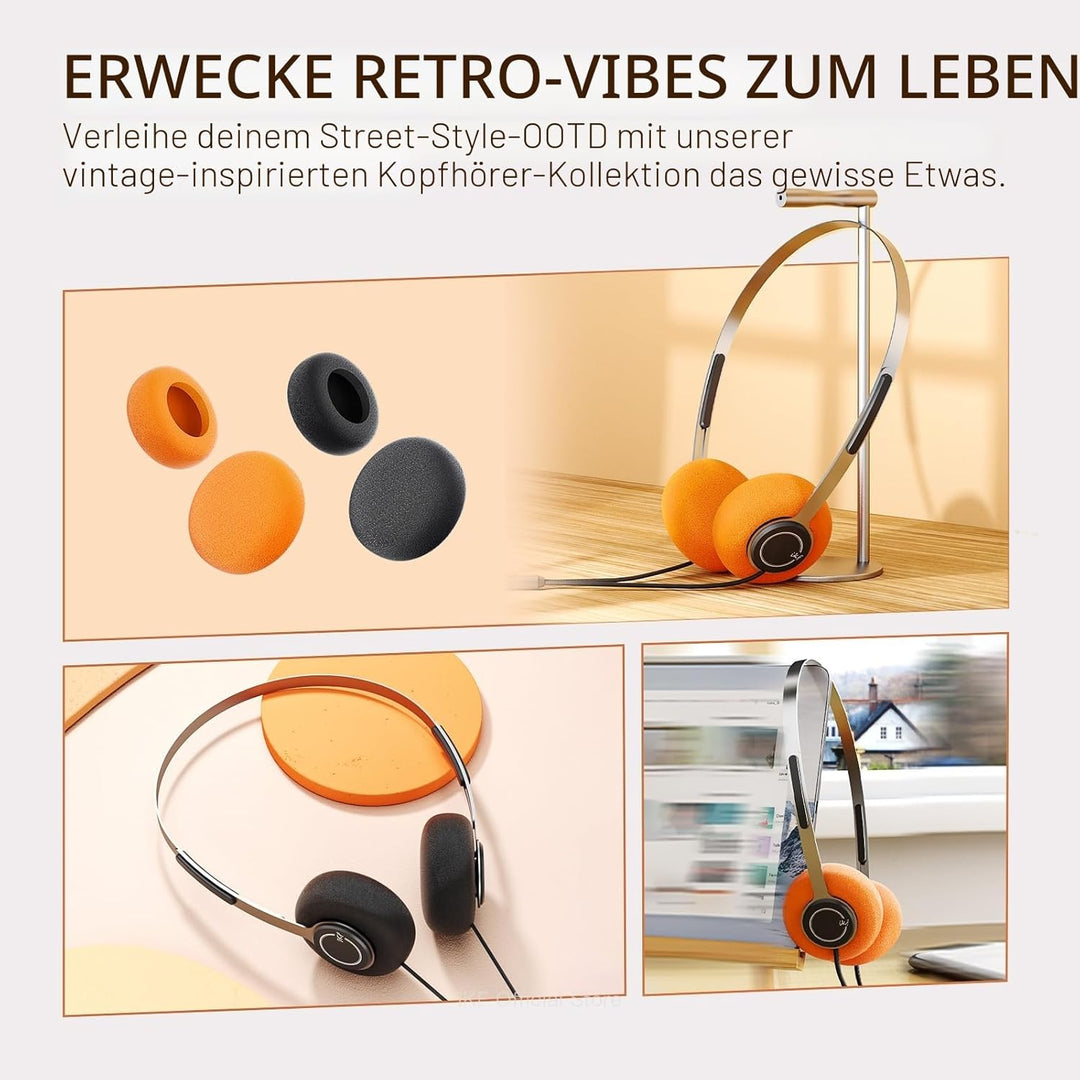 iKF Y3 On Ear Kopfhörer mit Kabel, Retro bügelkopfhörer, Mini Stereo-Kopfhörer, 80er-90er-Jahre, 3.5