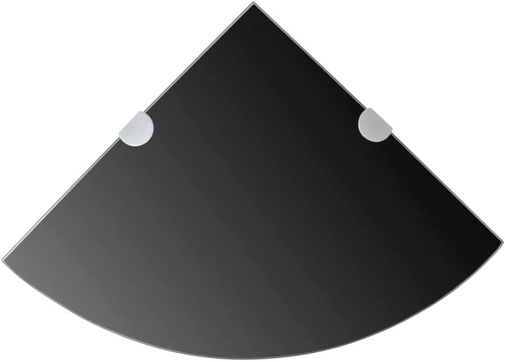 homiuse Wandregal Eckregale 2 STK. Verchromte Halterungen Glas Schwarz 25x25cm Regal Wand Wandregal