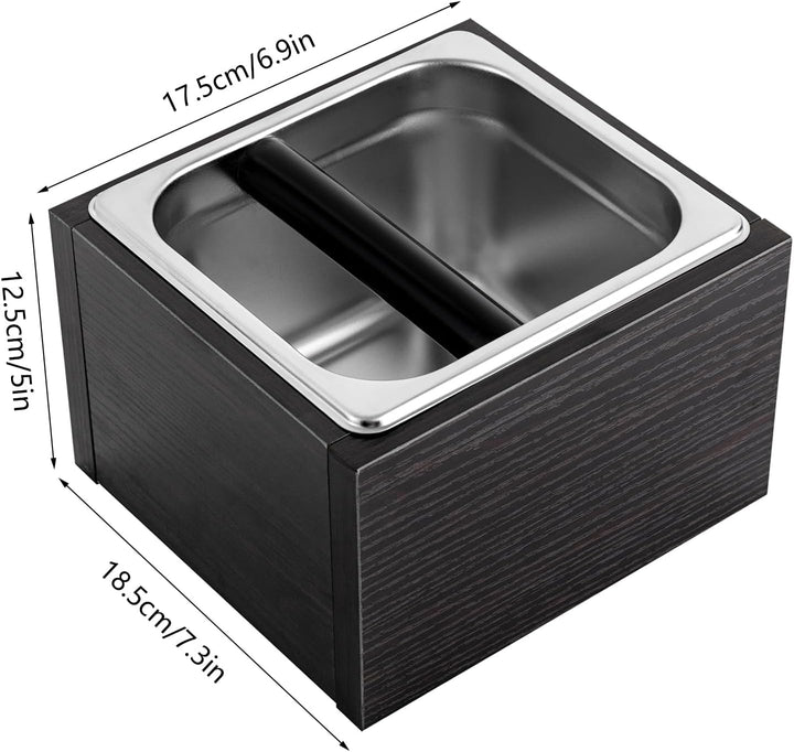 Abklopfbehälter Abschlagbehälter Abnehmbarer Espresso-Klopfbox, Edelstahl Kaffeesatz Pucks Klopfbox