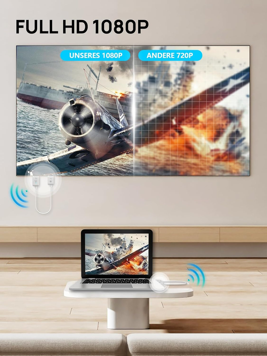 Moman Wireless HDMI Transmitter Display Adapter CS6 1080P HDMI Funk Inalambrico Transmisor y Recepto