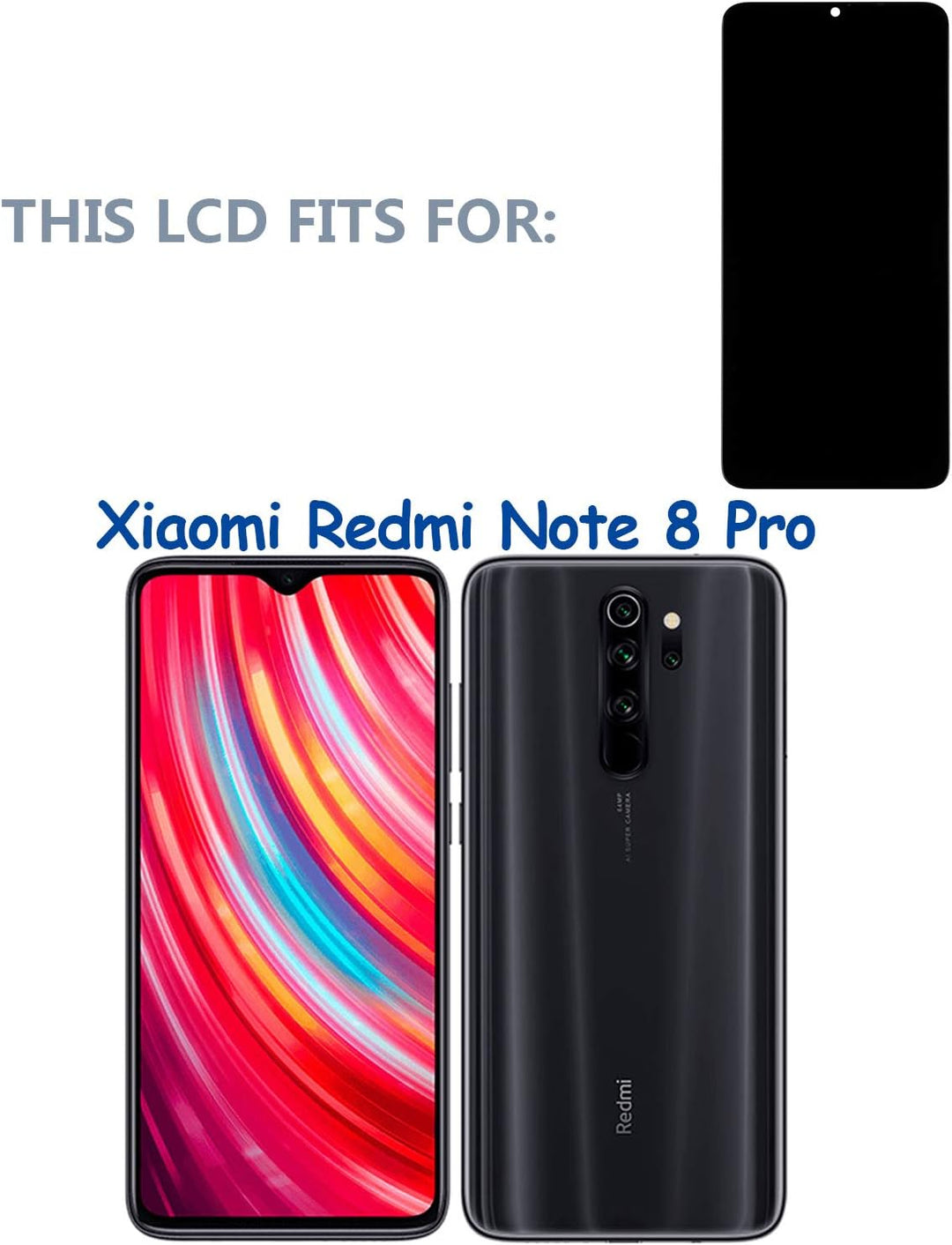 swark LCD Display Kompatibel mit Xiaomi Redmi Note 8 Pro 2015105 M1906G7I （Schwarz ohne Rahmen LCD D
