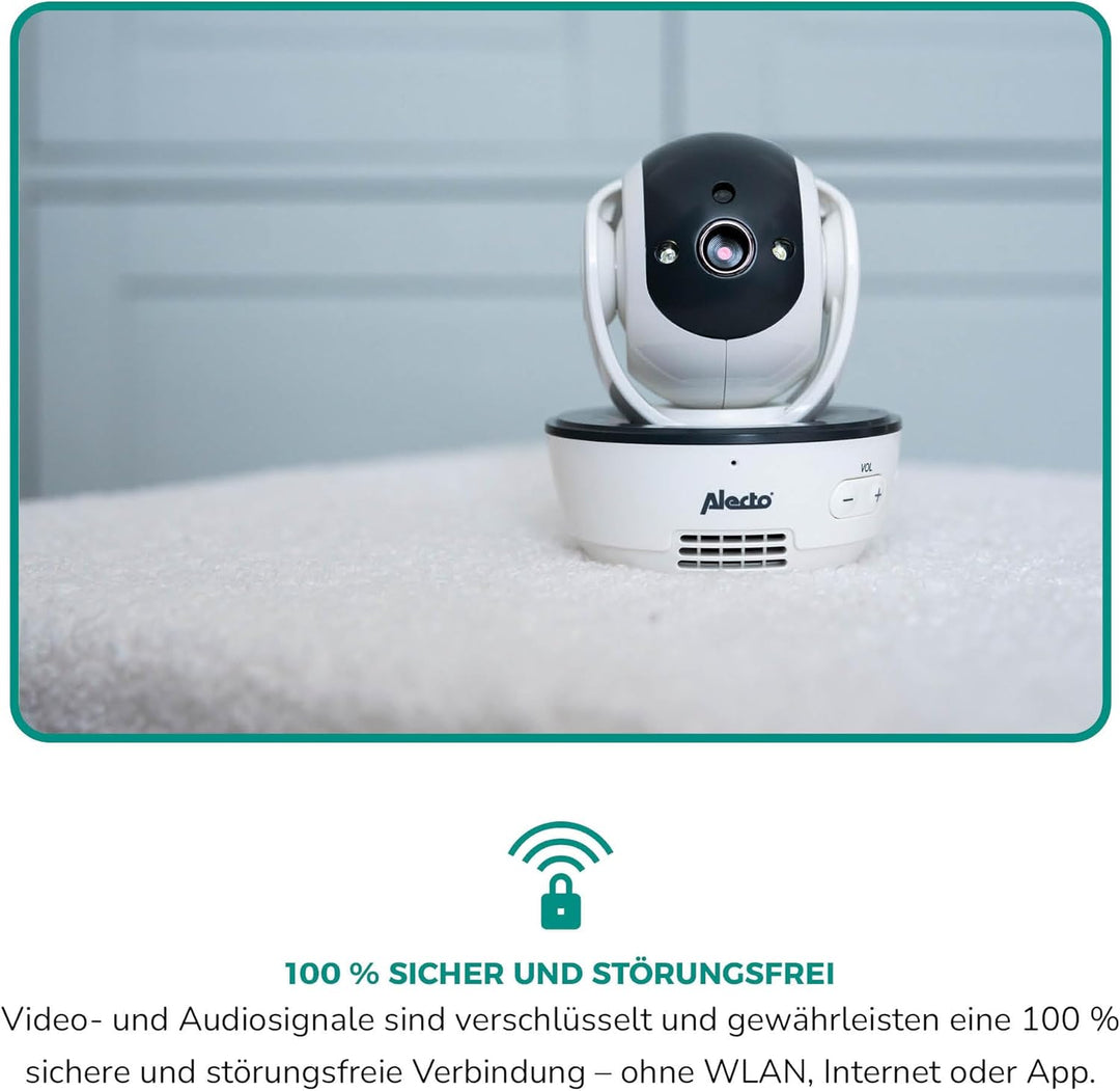 Alecto DVM200MGS Funk Babyphone steuerbarer Kamera - 100% störungsfreie Babyfon - Indoor Baby Monito