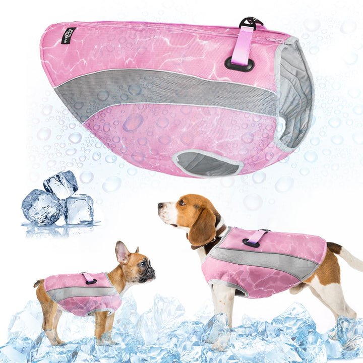 2 in 1 Winterhundemantel und Sommer Hundekühlweste aufgerüstetes Geschirr Kühljacke, atmungsaktive V