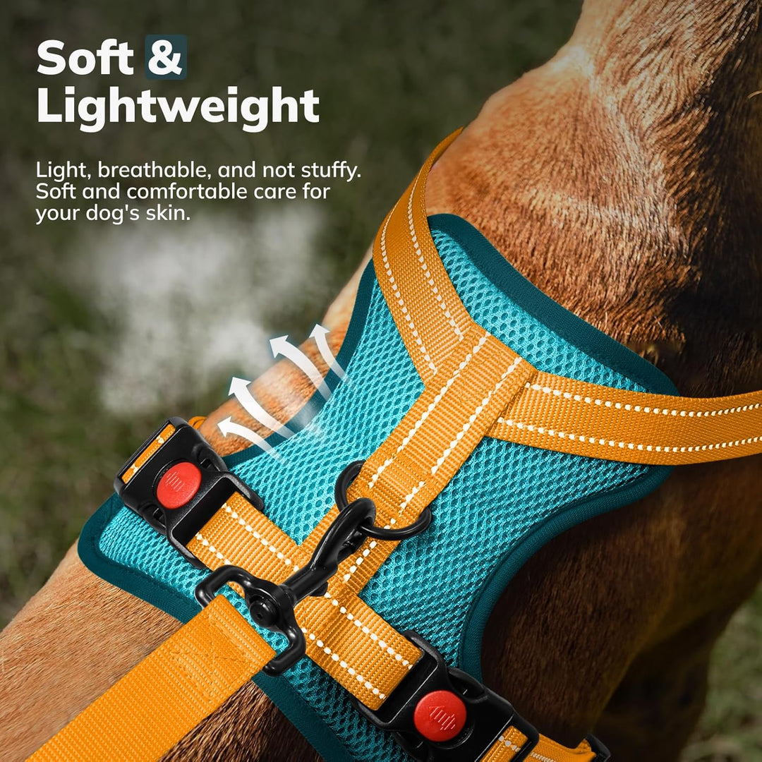 FAYOGOO Hundegeschirr, Kein Choke Front Clip Hund Reflektierendes Geschirr, No-Pull Verstellbare Wei