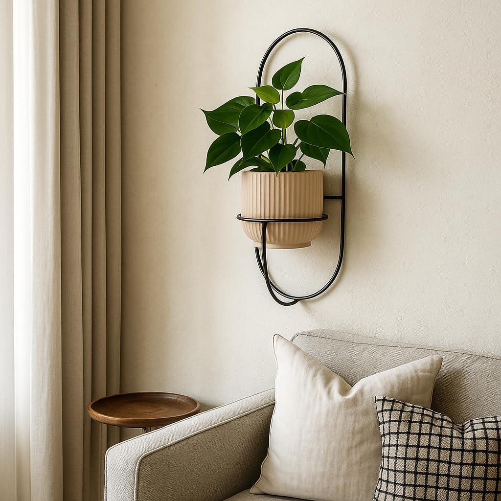 Pflanzregal Wand - Blumenhalter Hängend - aus Metall, Moderne Wand Deko für Wohnzimmer, Jugendzimmer