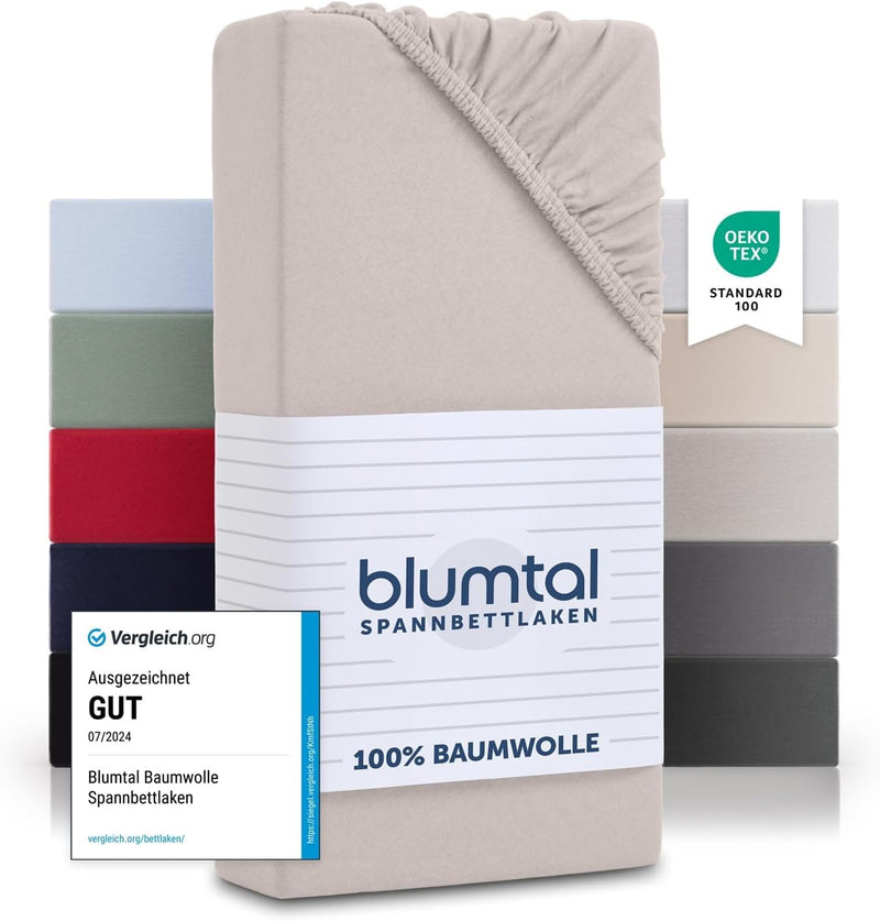 Blumtal® Basics Spannbettlaken 100x200cm Jersey im 2er Set - Bettlaken 100x200cm aus 100% Baumwolle