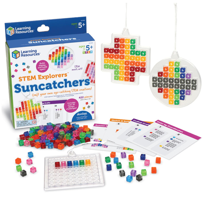 Learning Resources Mint Explorers Sonnenfänger für Fenster, Geschenke für 5-Jährige, 30 Mint-Herausf
