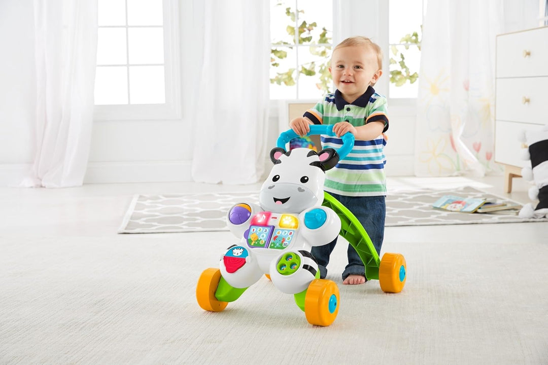 Fisher-Price Lern mit mir - Zebra Lauflernwagen, musikalisches Aktivitäts- und Gehspielzeug mit Lern