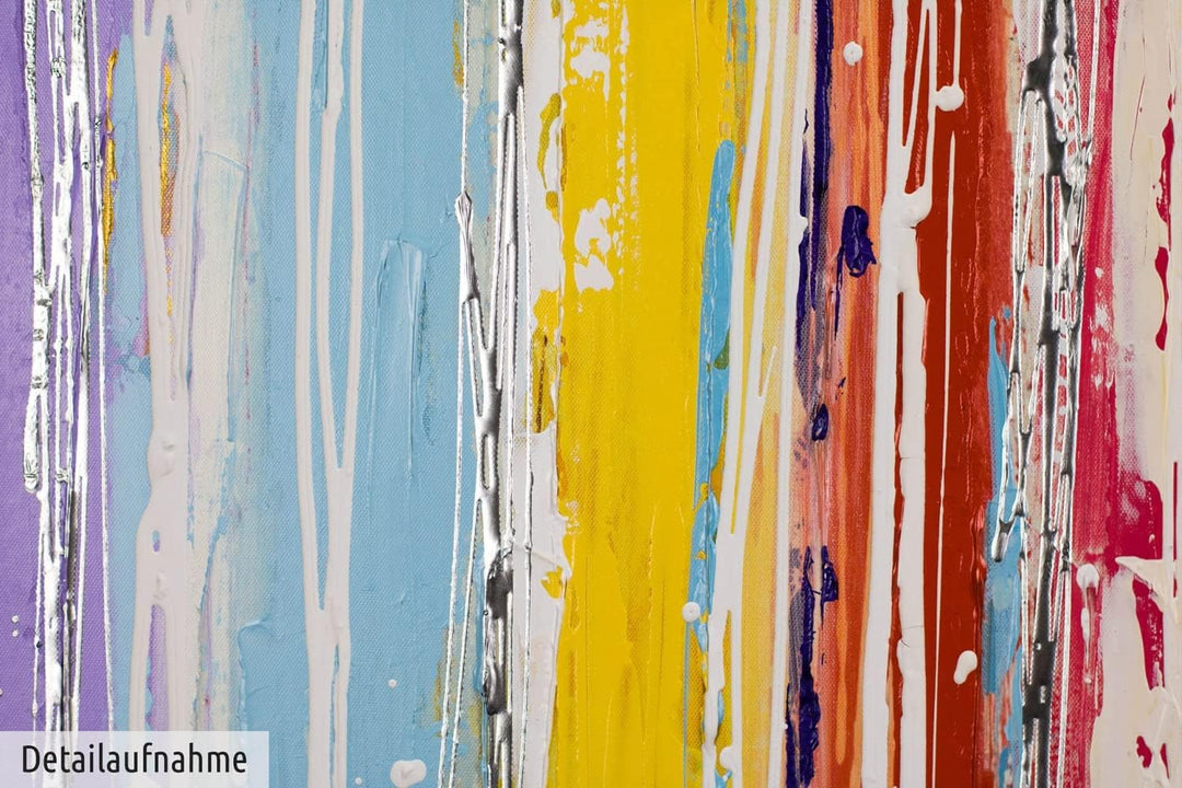 KunstLoft Leinwandbild | 100% HANDGEMALT | 120x60cm | Gemälde 'Line it ' | Abstrakt | Bunt | Wandbil