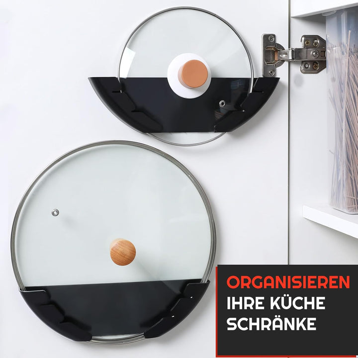 4er Pack Topfdeckelhalter Wand Set, Kunststoff Topf Abdeckung Halterung, Passend für 15-32 cm Grosse