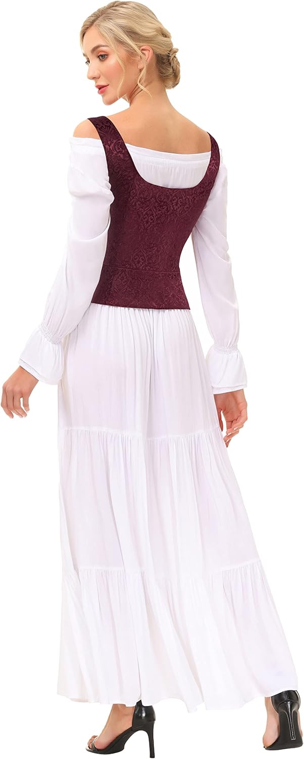 SCARLET DARKNESS Frauen Piraten Renaissance Weste Cosplay Kostüm Bauer Mieder Schnürung Weste M Jacq