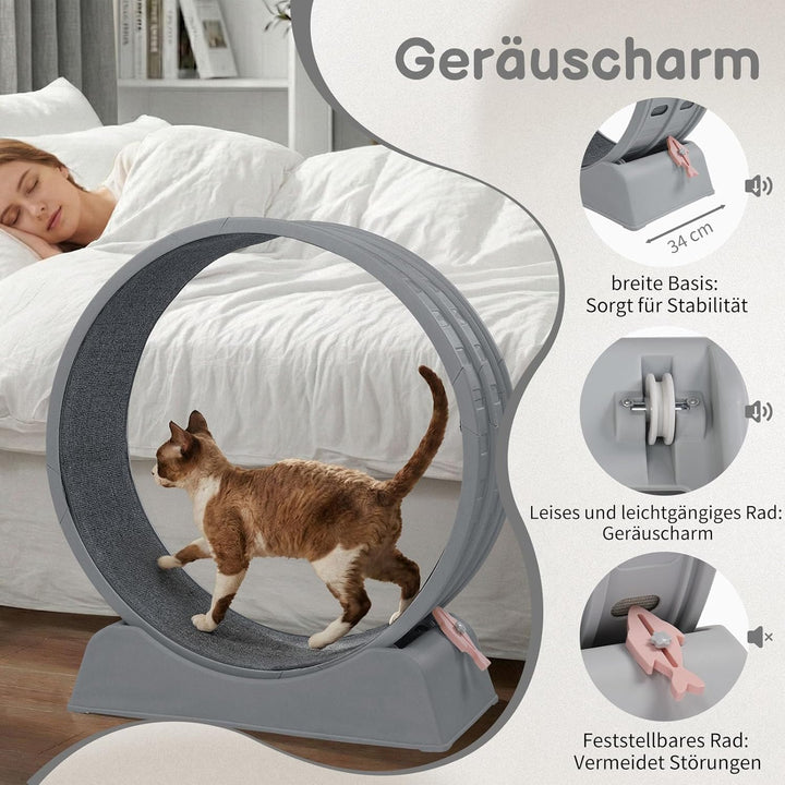 LEADZM Katzenlaufrad 80cm Durchmesser - Laufrad Katze aus Kunststoff, Inklusive Teppich und Katzensp