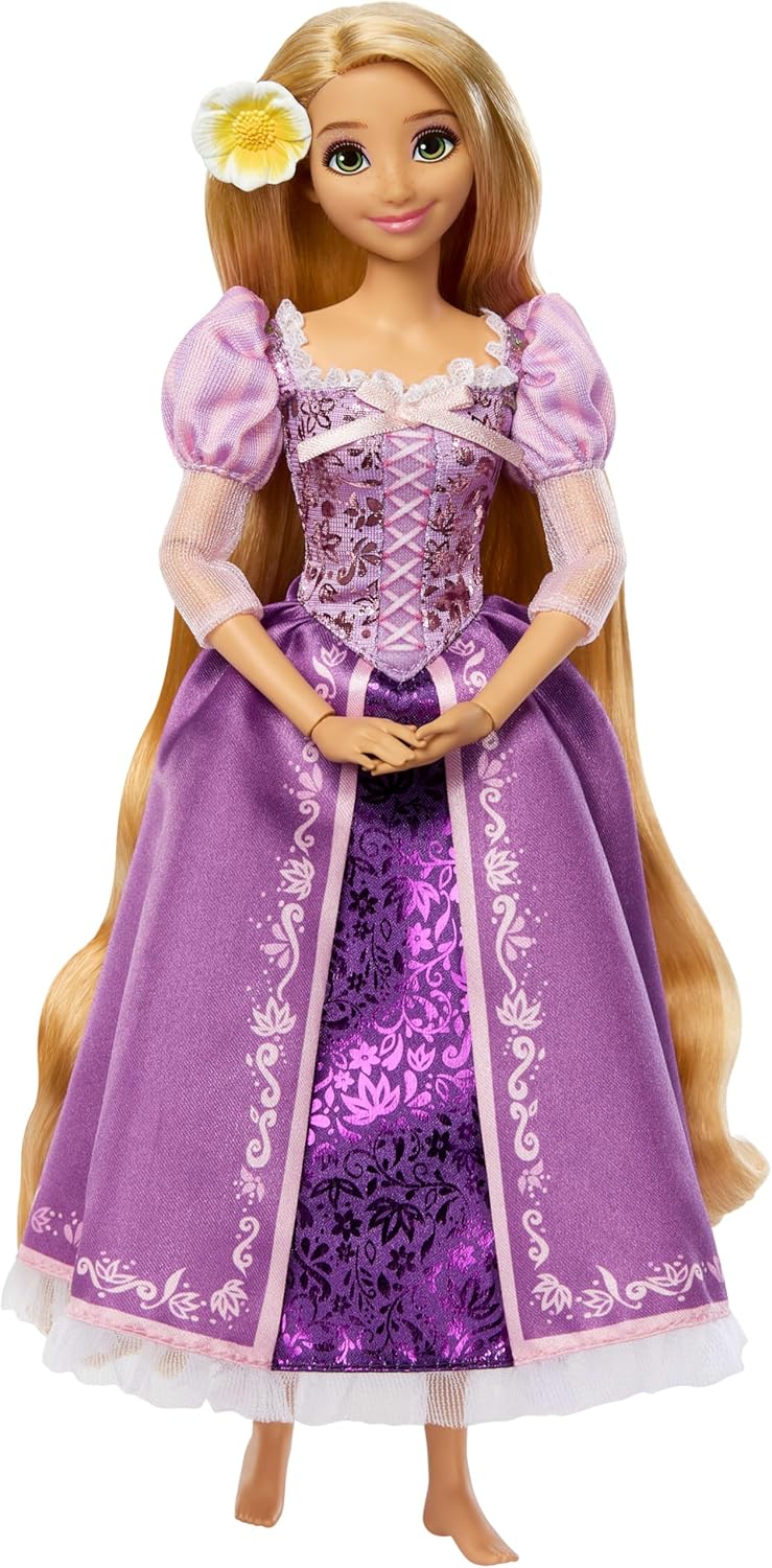 Mattel Disney Princess Rapunzel-Modepuppe aus der Glitzerprinzessinnen-Reihe mit abnehmbarem Kleid u