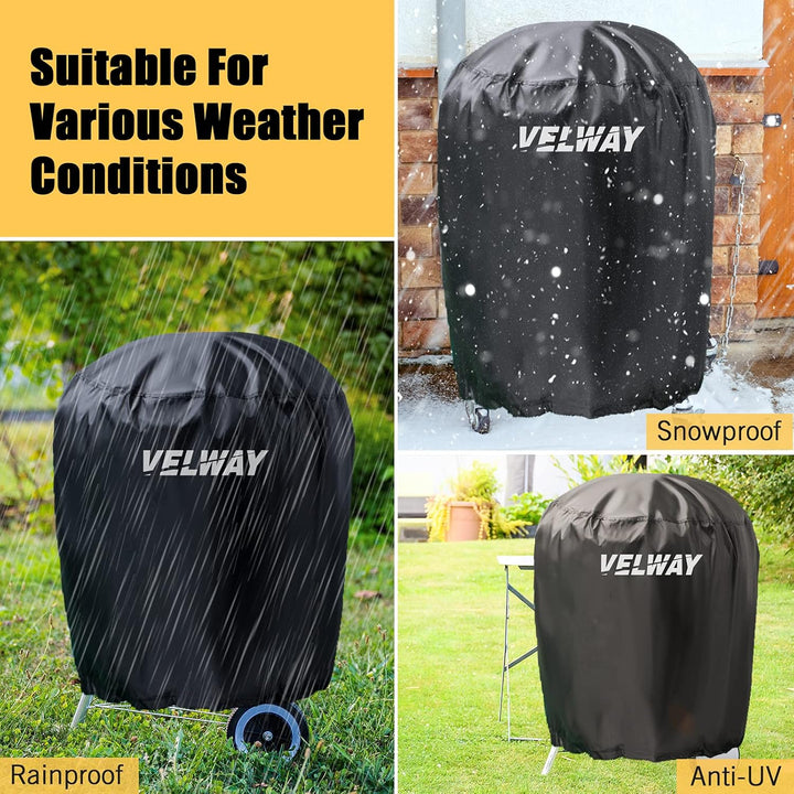 Velway Grill Abdeckhaube Holzkohlegrill Kugelgrill Grillabdeckung Regendicht BBQ Abdeckung Cover Sch