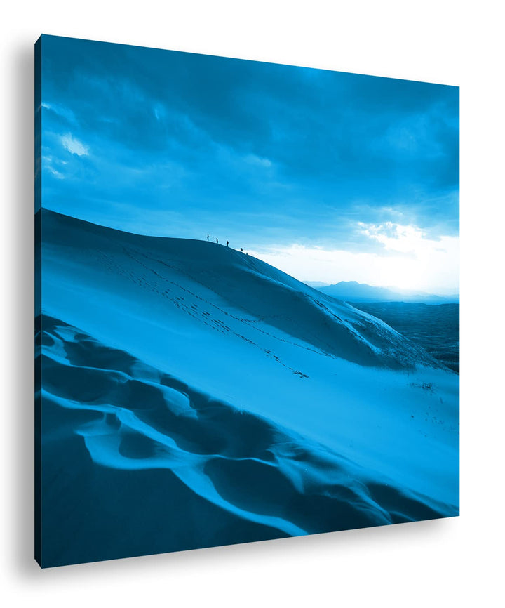 Sanddüne in der Wüste Format: 60x60 Effekt: Monocrome Blau als Leinwandbild, Motiv fertig gerahmt au