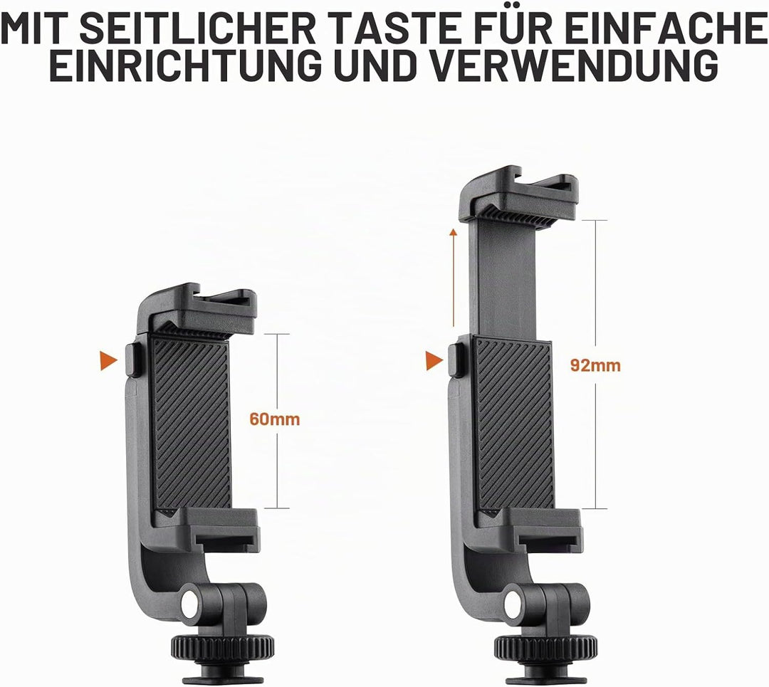PGYTECH Cold Shoe Handyhalterung kompatibel mit iPhone/Samsung und Anderen Smartphones Phone Holder,