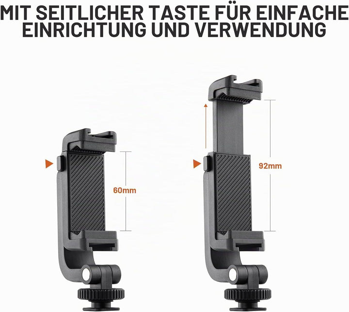 PGYTECH Cold Shoe Handyhalterung kompatibel mit iPhone/Samsung und Anderen Smartphones Phone Holder,