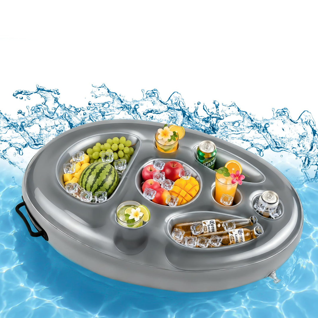 Morofme Getränkehalter Pool, 2 in1 Snackhalter Aufblasbarer Getränkehalte 8 Löcher Grosse Kapazität,