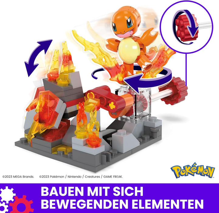 MEGA Pokémon Glumandas feurige Drehung - Bauset mit Bewegungsstein, zusammenbaubare und bewegliche G