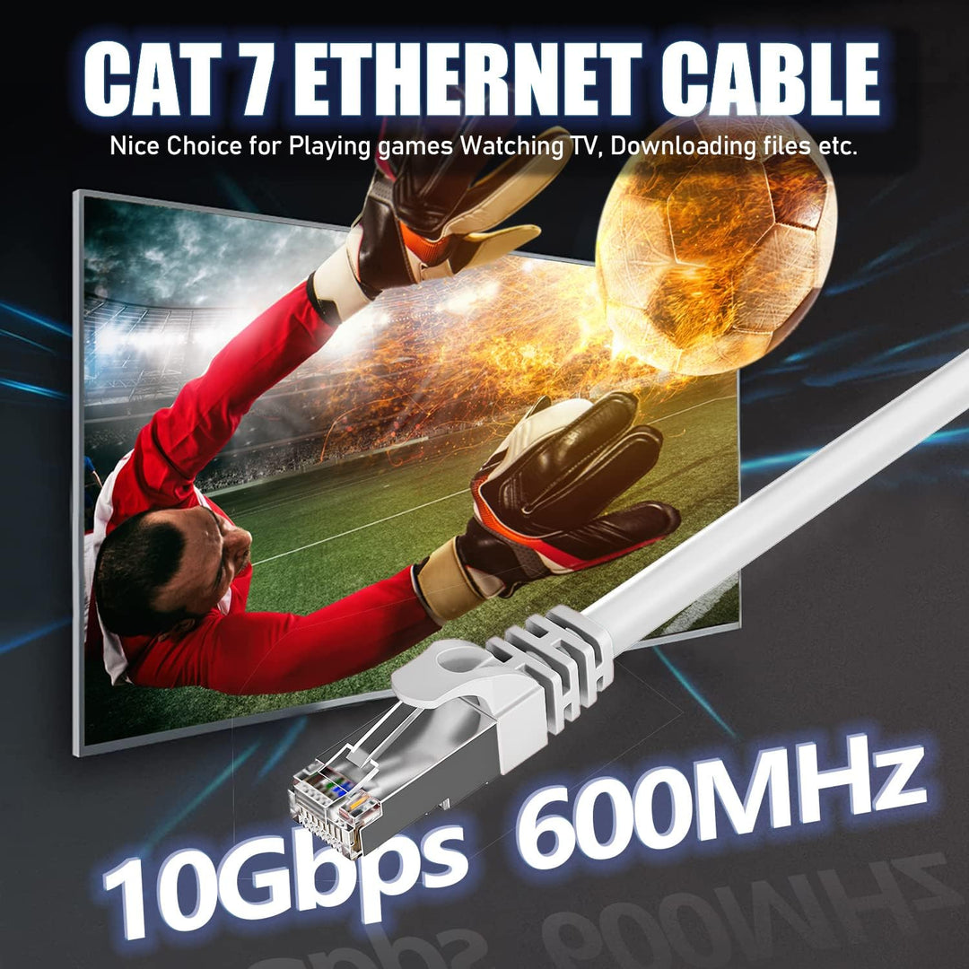 Soibke Cat 7 Lan Kabel 30m, Weiss 10Gbps 600MHz Netzwerkkabel Geschirmt S/FTP Ethernet Kabel Hochges
