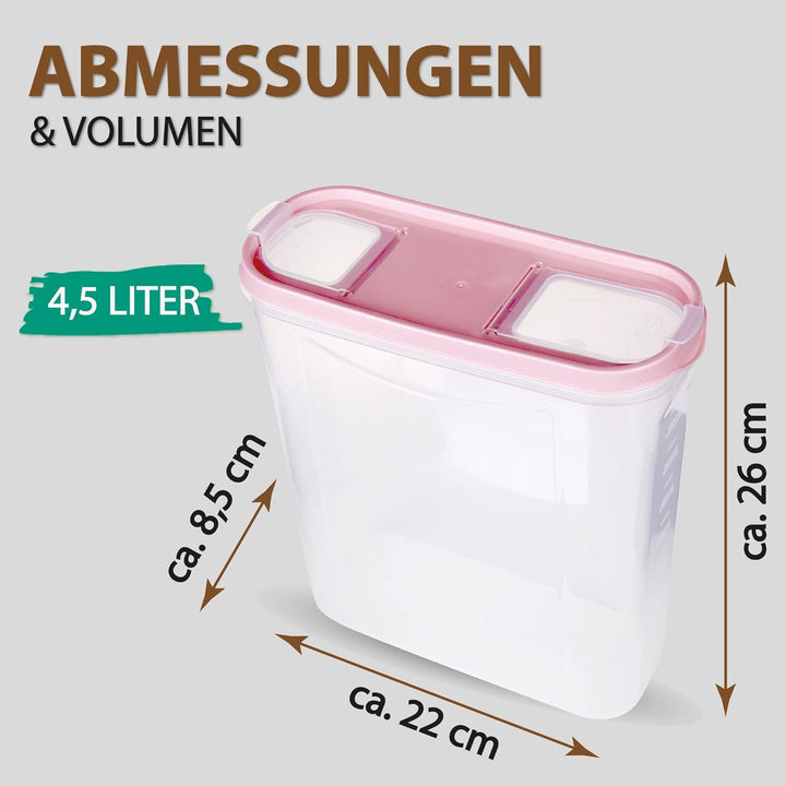 Bestgoodies Vorratsdosen mit Deckel (6er Pack - Altrose) 4,5 Liter, Luftdicht Schüttdose BPA frei le