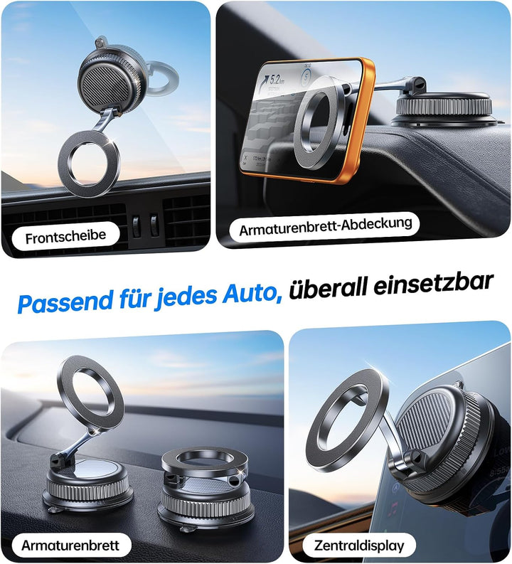 Coolpow Handyhalterung Auto für MagSafe Autohalterung 【Stärkster Magnet】 Vakuum Saugnapf Magnetische
