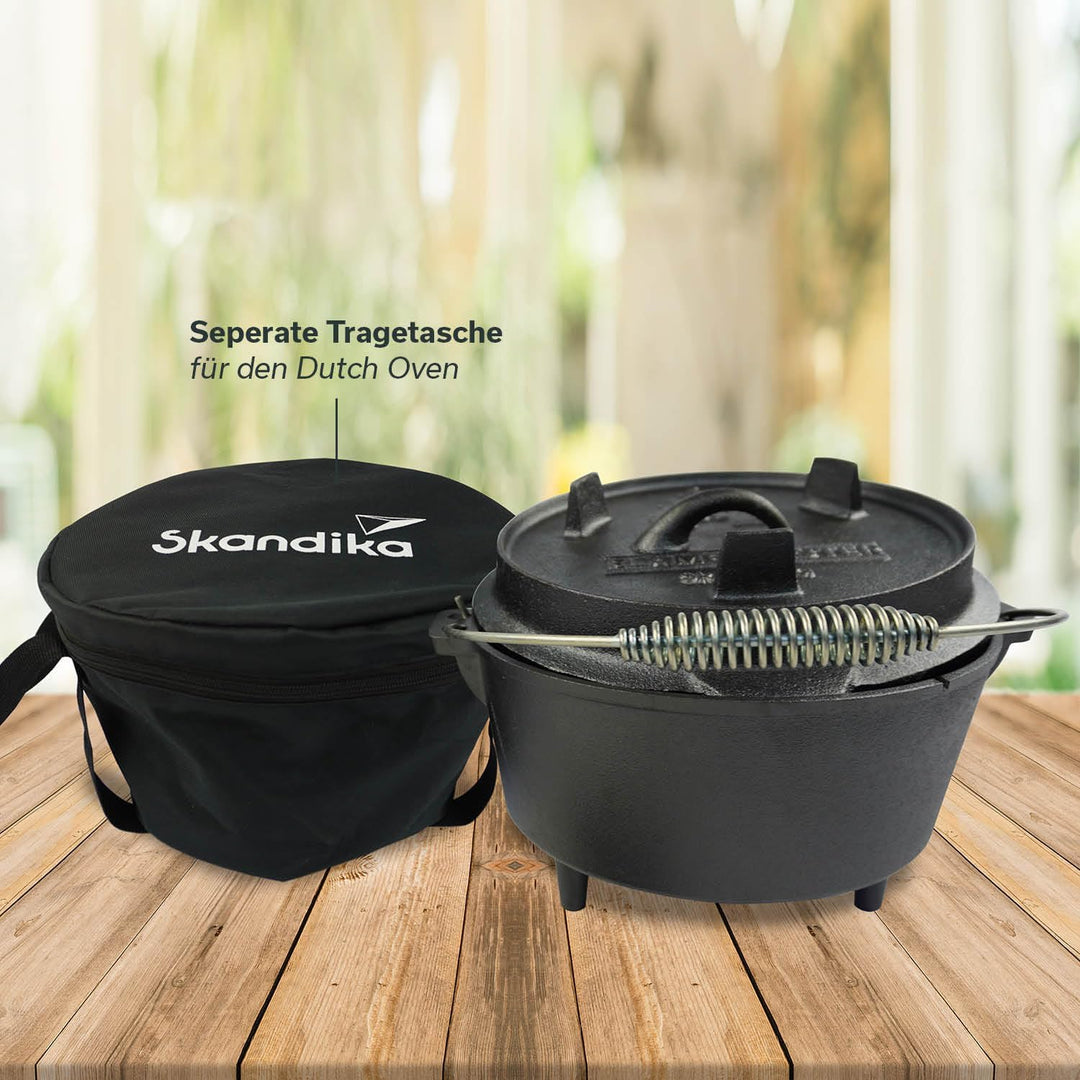 Skandika Dutch Oven Flame Master 8,5 L | Gusseisen Topf zum Kochen, inkl. Rezeptbuch der Sauerländer