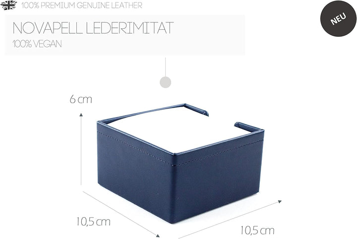 DELMON VARONE - Zettelkasten aus veganem Kunstleder Blau - Zettelbox inkl. 500 Blatt Papier - Notizz
