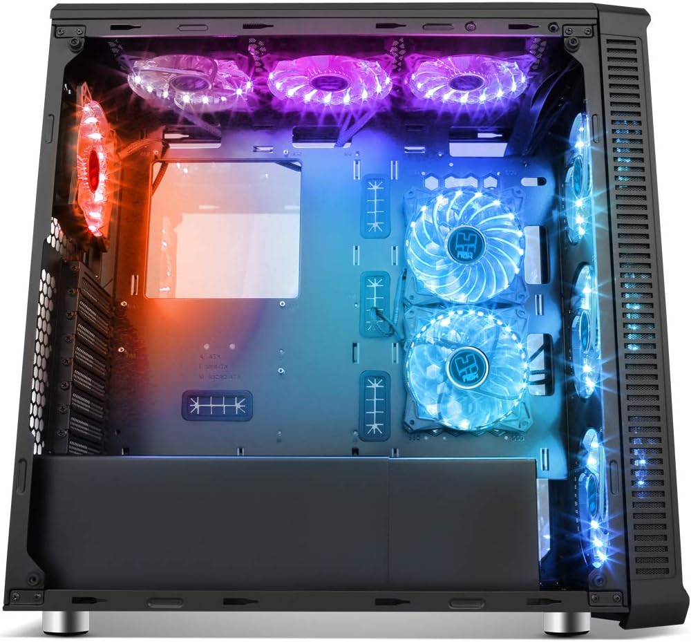 NOX HUMMER TGX RGB Box -NXHUMMERTGX- RGB Rainbow ATX-Micro ATX-ITX Box, 4 140mm RGB-LED-Lüfter im Li