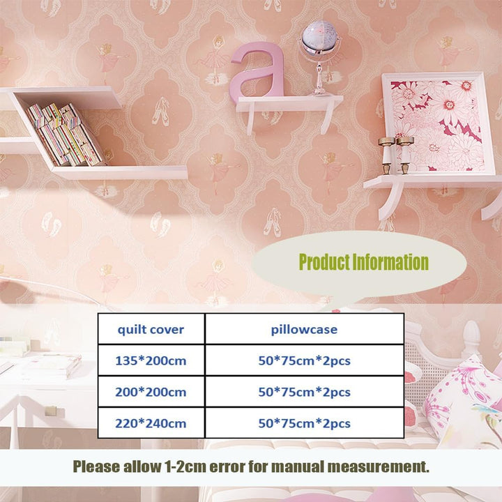 TSOPEFI Rosa Einhorn Mädchen Bettwäsche Set,Cartoon Einhorn Muster Kinder Bettbezug Set,Regenbogen W