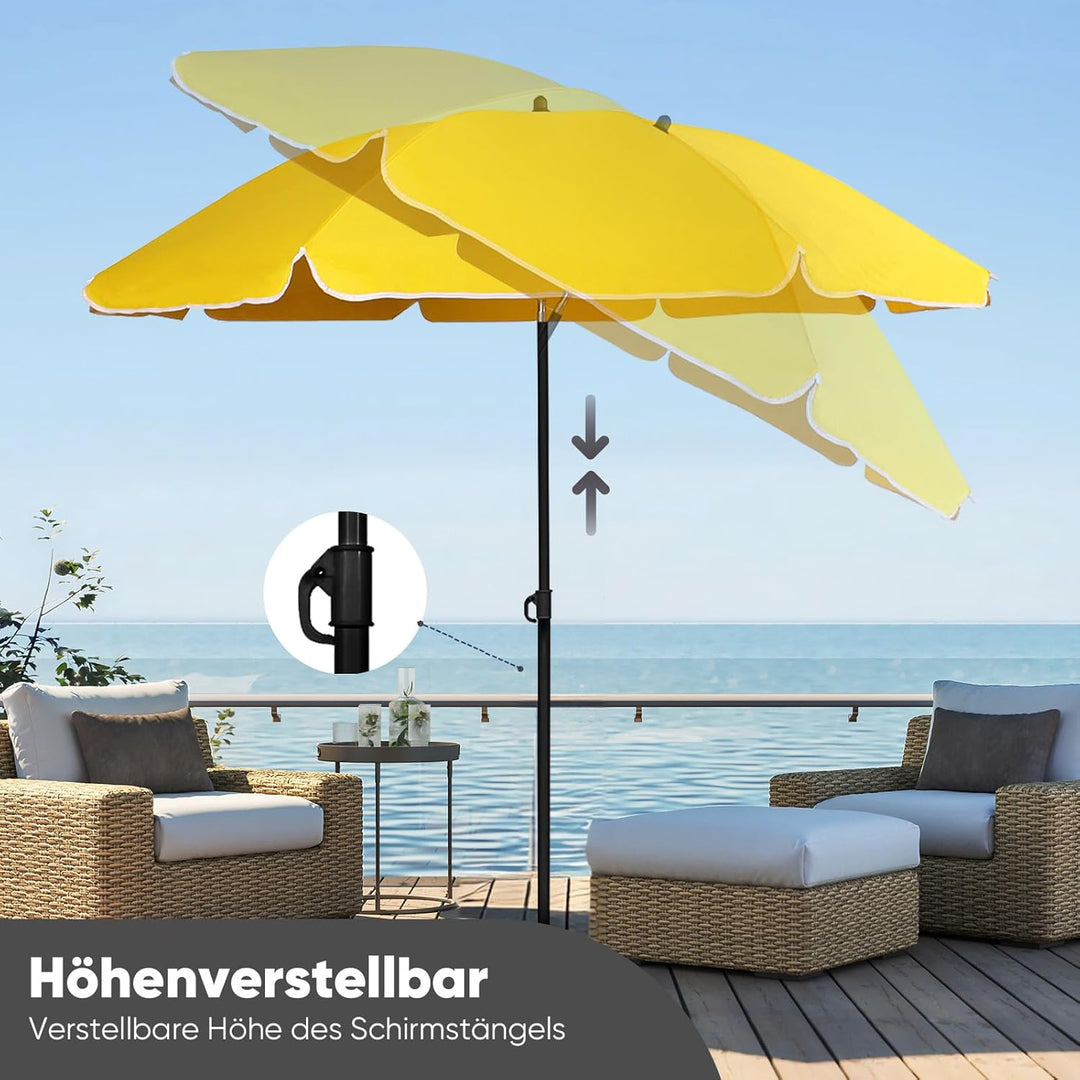 Sekey Sonnenschirm 160 cm mit Schutzhülle, Sonnenschirm Strand mit Neigungswinkel und Höhe verstellb