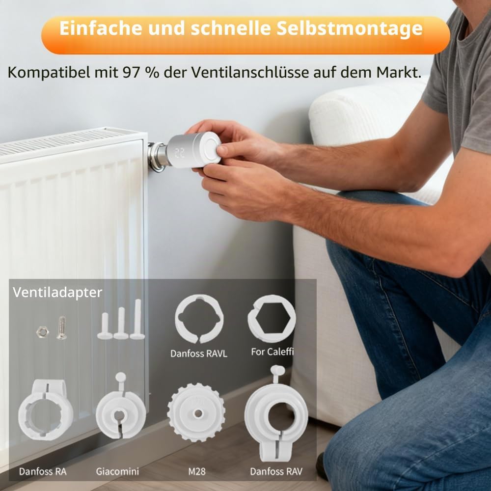 AR331-WZ Smart Heizkörperthermostat ZigBee, Energieeinsparung, Heizungssteuerung per App (Smart Life