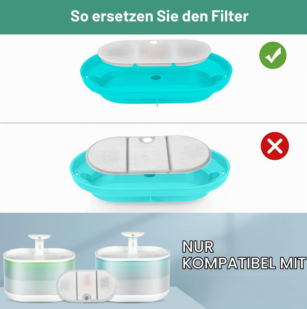 10 Set Ersatzfilter für Trinkbrunnen, Katzenbrunnen 10 Stück Kohlefilter und 10 Stück Schaumfilter f