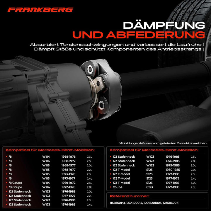 Frankberg 1x Gelenkscheibe Hardyscheibe Vorne oder Hinten Kompatibel mit /8 W114 230.6 250 1968-1976