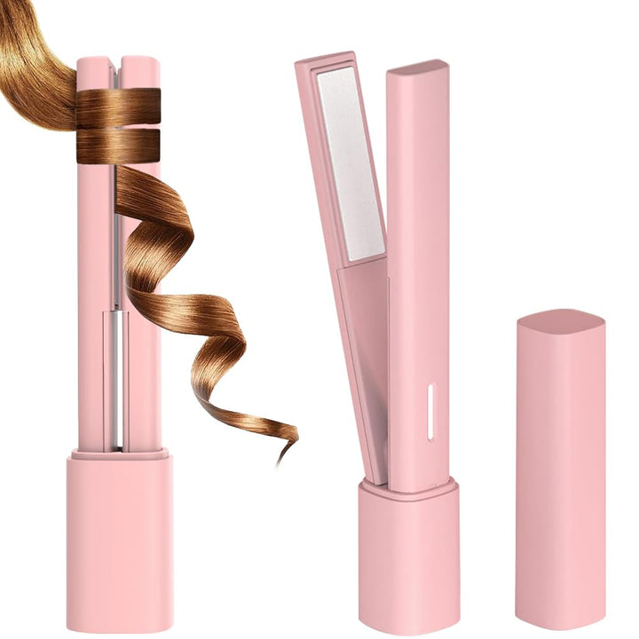 Bewegen USB Klein Haarglätter Rose, Tragbares Mini Glätteisen, Dual Use Reise Glätteisen Locken und