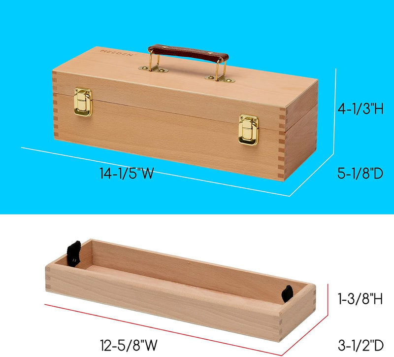 MEEDEN Medium Art Supply Storage Box - Multi-Function Solid Beech Wood Artist Tool Box with Drawer(s