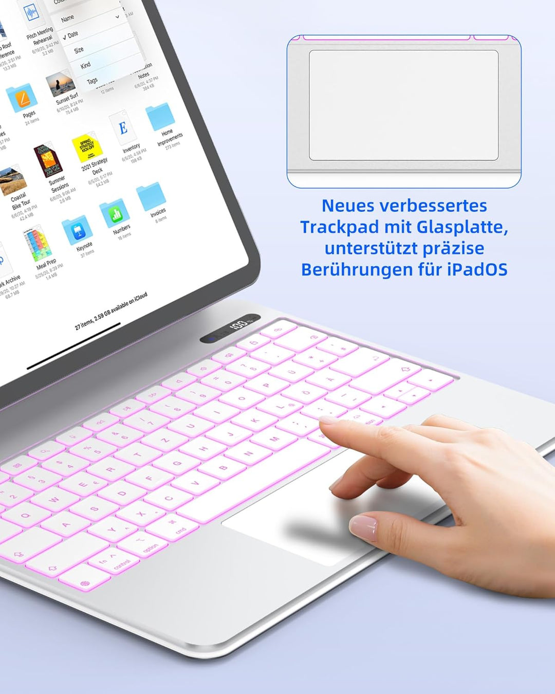 Bettdow für iPad Air 13 Zoll M3 2025/M2 2024/iPad Pro 12.9" 2018-2022 Tastatur Hülle, Leichte Alumin