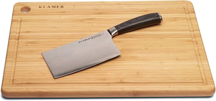 KLAMER Damast Hackmesser 16 cm – chinesisches Kochmesser aus 67 Lagen japanischem Damaszener Stahl (