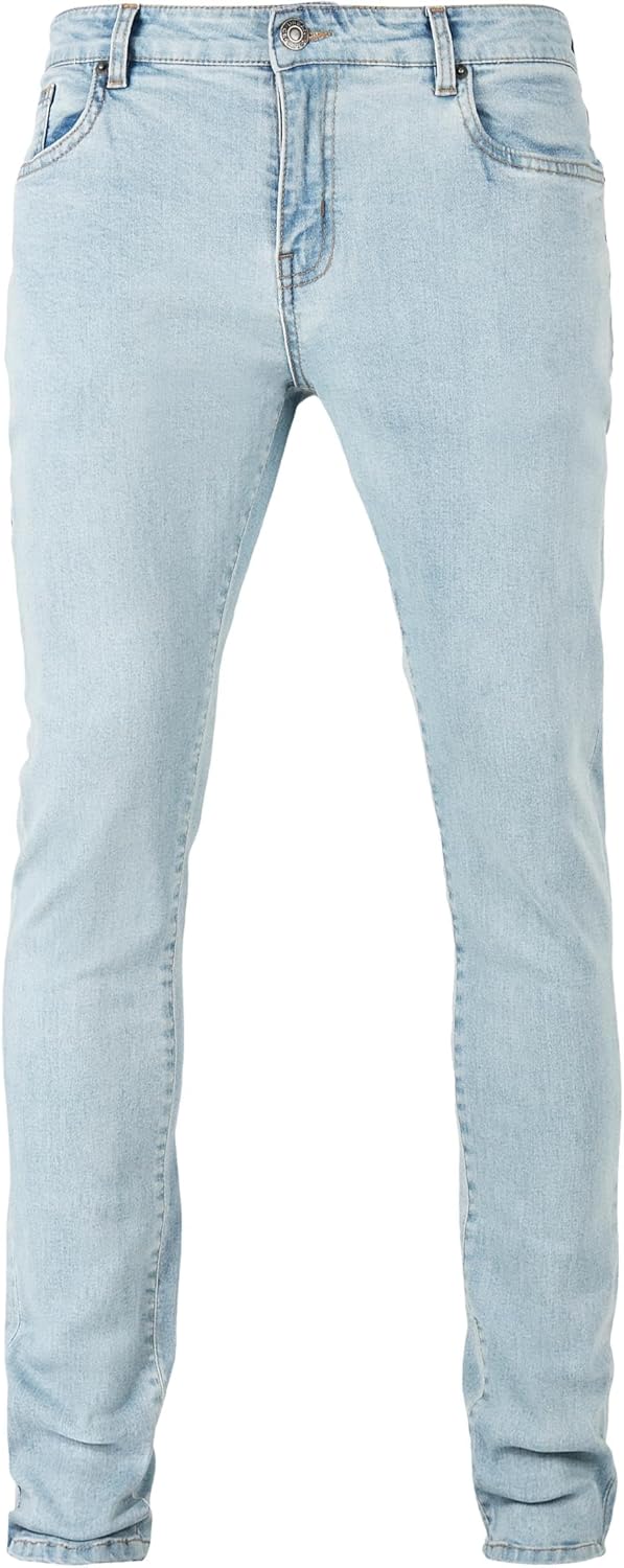 Urban Classics Herren Slim Fit Zip Jeans Hose 28W / 32L Lighter Washed., 28W / 32L Lighter Washed.