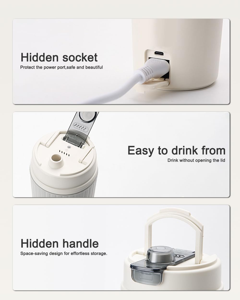 Travel Electric Kettle with Dual interface heating Europlug and USB C port, 316 Stainless Steel, 650